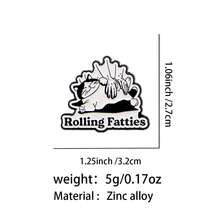 1枚滚动胖猫珐琅胸针 - 可爱徽章，可别在背包和衣服上 - 黑色 - 查看 11