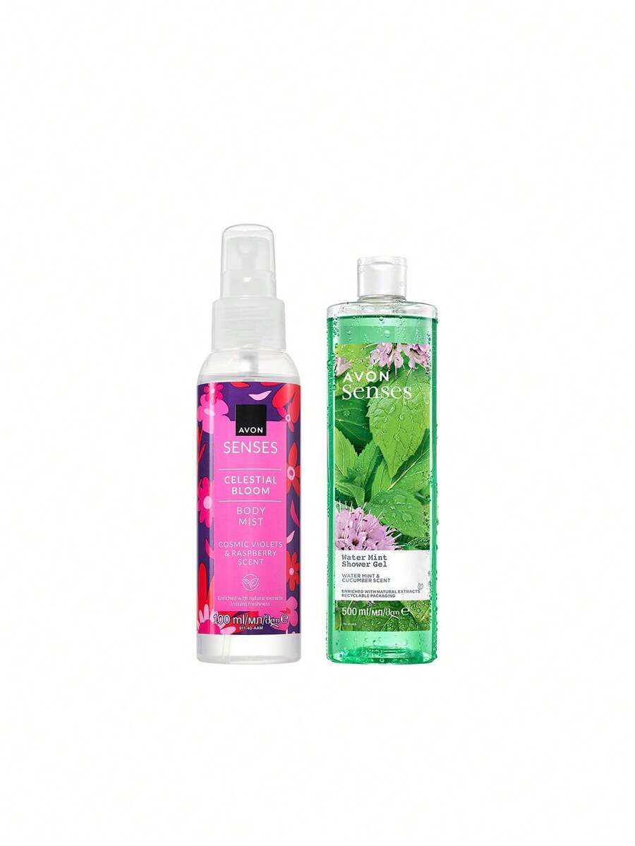 Avon [Bundle] Senses Celestial Bloom Body Mist 100 Ml + Water Mint Shower Gel 500 Ml - Senses - View 1