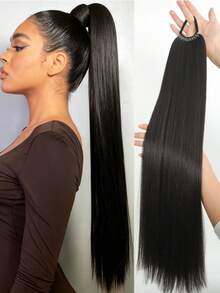 18-32 Inch Synthetic Straight Hair Ponytail Extensions, With Hair Tie, Suitable For Women & Girls Daily, Party, Cosplay, Braiding - Multicolor - View 2