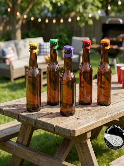 Multi-Purpose Bottle Neck Marker Set - Reusable Wine Bottle Markers, Ideal For Party Organizers, Bars, Home Gatherings, And Beer Enthusiasts To Distinguish Individual Bottles And Prevent Flavor Mixing Or Dust Contamination