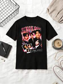 Cotton T-Shirt Kpop   I Am Still Photos - Black - View 1