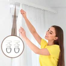 30 Sets Top Mount White Ceiling Curtain Track Roller Accessories Suitable For Living Room, Bedroom, Shower, Bathroom Curtains And Hooks. Curtain Roller Accessories. Room Divider. - White - View 9