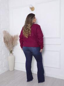 Women's Casual Jacket, Wool-Type Fabric, Pockets, Buttons On The Front, Suitable For Everyday Cold Weather. - Redwood - View 4