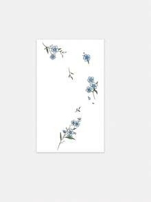 1pc Minimalist Forget-Me-Not Flower Shoulder/Arm Temporary Tattoo Sticker, Herbal Washable Temporary Tattoo Sticker, Suitable For People, Lasts 3-5 Days - Black - View 3