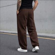 Men's Wide Leg Sweatpants With Stylish Streetwear Print For Winter - Cà phê nâu - Xem 2