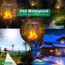 Solar Lantern Outdoor Flame Light LED Taller And Larger Flickering Flame Solar Flashlight IP65 Waterproof Outdoor Lighting Solar Aisle Light Christmas Decoration Garden Yard, 8/2 Pack - 均碼 - 查看 5