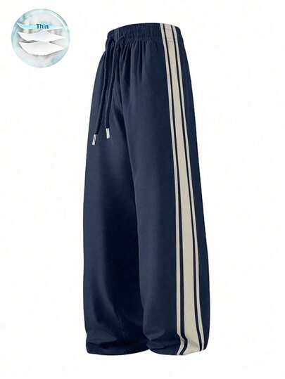 男士宽松休闲运动裤，适合夏季海滩、度假、日常通勤、户外活动、健身、慢跑等场合，宽松直筒条纹裤，时尚街头风，春夏必备