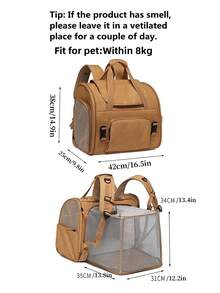 Transportín para mascotas, transportín para gatos, bolso portátil para mascotas, mochila transportadora de mascotas - Transportín blando para gatos medianos y perros pequeños de hasta 15 libras, bolso transportador de mascotas, transportín de viaje aprobado por aerolíneas - Marrón - Ver 3