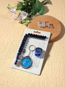 Muslim Prayer Essential Set: Electronic Counter, Qibla Compass, Cat's Eye Rosary Beads. Islamic Prayer Accessories, Prayer Counter, Praying Assistance Tools - Multicolor - View 4