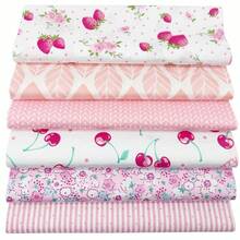 Bộ 6 mảnh vải cotton vuông cắt sẵn để may chăn chắp vá, thích hợp cho may vá và làm đồ thủ công, trang trí nhà cửa thủ công, có thể dùng để làm ga trải giường, rèm cửa, gối, túi xách và phụ kiện DIY. - Dâu tây hồng - Xem 2