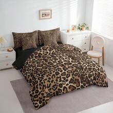 Erosebridal Leopard Print 7 Piece Bedding Set Cheetah Decor Comforter Set With Sheets Geometric Modern Bed In A Bag Animal Bed Sets With 2 Pillowcases, 2 Throw Pillow Covers For Women Men Room Decor, For Birthday Present - 棕色 - 查看 3