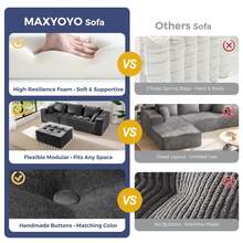 Cloud Modular Sofa, Modern Comfort Modular Corduroy Living Room Sofa, Tufted Recliner With Footstool, Boxed Sofa, No Assembly Required - Modular DGrey - 查看 5