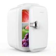 CROWNFUL Mini nevera refrigerador portátil y calentador de 4 litros/6 latas para el cuidado de la piel éticos bidas alimentos ideal para recámara oficina coce recámara ccación - Blanco - Ver 8