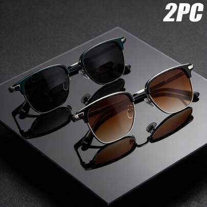 2 Pairs Unisex Versatile Line Sunglasses, UV400 Sun Protection, Timeless Classic Style Sunshades, Daily Wear