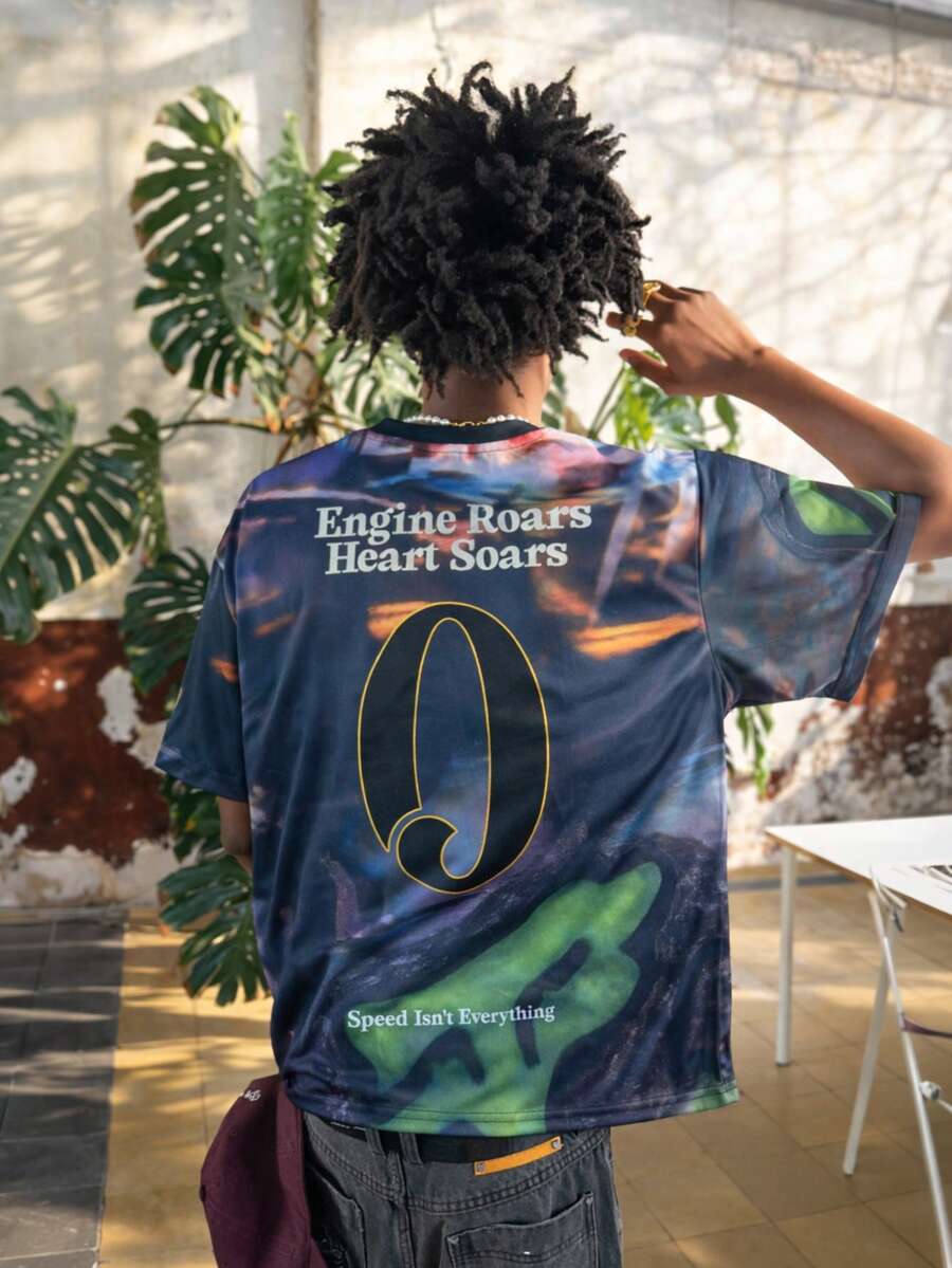 INFLATION Camiseta estampada con pintura al óleo, nueva llegada de primavera/verano con estampado digital de manga corta - Multicolor - Ver 1