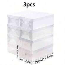 Caja de zapatos portátil 3 piezas/6 piezas/12 piezas/24 piezas Caja de zapatos plegable y apilable a prueba de polvo y humedad Cubierta de zapatos transparente - Ver 9