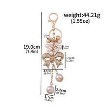 Joyería fina para mujer, llavero con lazo, cristales, perlas y cadena de aleación como colgante para bolso, coche o regalo para mujer y niña - Multicolor - Ver 4