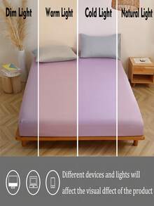 1 pieza Sábana ajustada suave de lavanda, ropa de cama, protector de colchón, cubierta de cama, textil para el hogar cómodo y suave, colchoneta antipelusas, amigable con la piel, disponible en varios colores para niños, niñas, dormitorios estudiantiles, decoración del hogar minimalista y elegante, ropa de cama suave y cómoda para el dormitorio, funda de colchón de moda, protector de colchón completo, lavable a máquina - Púrpura malva - Ver 5