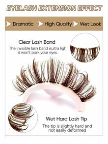 Asiteo 6 Pairs Brown Wet Lashes Cat Eye False Eyelashes, Natural Look Soft & Fluffy, Lightweight Brown Lashes Suitable For All Eye Shapes, Spiky Lashes Great For Dates & Cosplay - Comic wet eyelashes - View 3