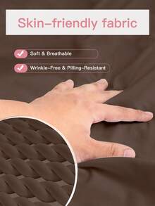 1 bộ ga trải giường đôi màu trơn - 100% polyester, nhẹ như mây, có 4 dây chun ở 4 góc, phù hợp với nệm dày 9-12 inch, mềm mại và thoáng khí, chống co rút và nhăn, thích hợp cho giường đơn/đôi/nữ hoàng/vua ở nhà và ký túc xá, đạt chứng nhận Oeko-Tex, màu nâu. - màu nâu - Xem 6