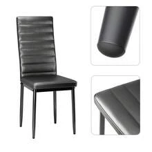 6 Pcs PU Leather Dining Chairs High Back Upholstered Kitchen Chairs With Metal Legs Water-Resistant For Home Restaurant - 黑色 - 查看 7