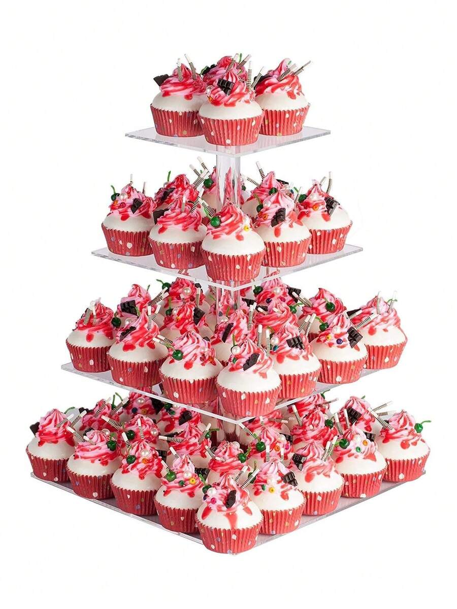 Multi-Tier Acrylic Cake Display Stand, Dessert Food Display Rack For Wedding, Birthday Party - Clear - View 1