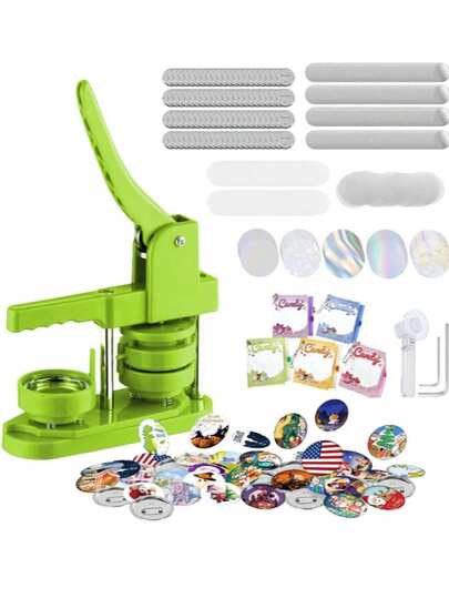 Máquina Hacer Botones Prensa Perforadora Insignias 58mm Verde Claro Animal