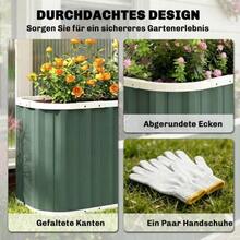 Metal Raised Garden Bed, 136 X 53 X 61 Cm Deep, With Protective Edges, Plant Labels, Gloves, And Open Bottom. - Green - View 6