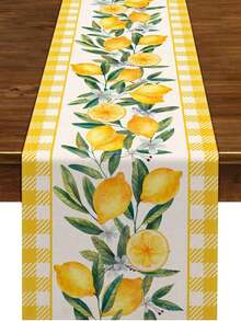 Lemon Tablecloth, Yellow Buffalo Plaid, Summer Decor For Dining Table, Farmhouse Kitchen - Multicolor - View 2