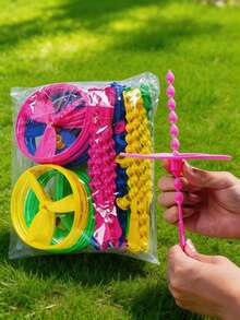 MINKOJA 1/10/40个装竹制蜻蜓飞行玩具，手推塑料宠物追逐玩具，生日派对小礼物 - 隨機顏色 - 查看 1