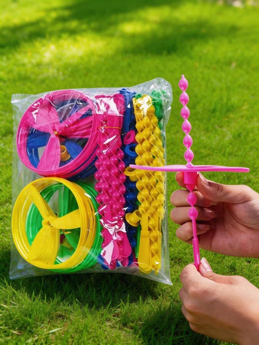 MINKOJA 1/10/40个装竹制蜻蜓飞行玩具，手推塑料宠物追逐玩具，生日派对小礼物 - 隨機顏色 - 查看 1