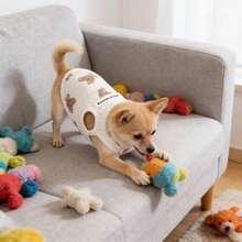 Quần áo mùa hè cho thú cưng, áo khoác không tay 100% cotton dễ thương cho mèo, quần áo nhẹ chống rụng lông cho chó. - Màu be - Xem 4