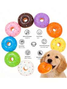 Đồ chơi cho thú cưng hình bánh donut bằng cao su có tiếng kêu, đồ chơi gặm cho thú cưng có âm thanh, màu sắc tươi sáng thu hút sự chú ý của thú cưng, kích thích hứng thú chơi đùa của thú cưng, phù hợp cho mèo và chó nhỏ/trung bình, lý tưởng cho chó con đang mọc răng, kết hợp chơi đùa và chăm sóc răng miệng. - Nhiều màu - Xem 5