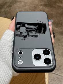 Coque de téléphone avec imprimé silhouette de Formule 1, design 2 en 1, double protection (cadre souple en TPU + plaque arrière rigide en polycarbonate), protection d'objectif surélevée, anti-chute et anti-rayures, texture antidérapante ondulée et boutons texturés, toucher doux, anti-salissures et anti-traces de doigts, style mécanique et industriel, idéale pour les passionnés de course automobile et les influenceurs, compatible avec les coques iPhone et Galaxy. - Noir - Voir 4