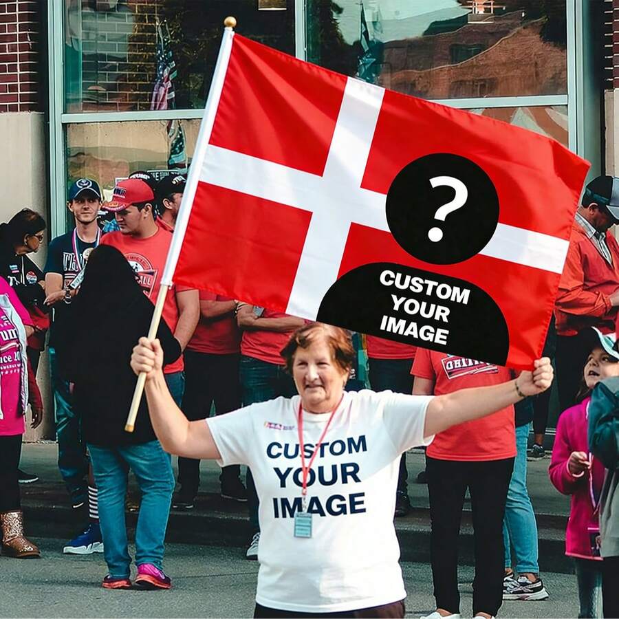 Customized Danish Flag, Personalized Image/Photo/Logo Flag, Easy Image Upload, Custom Indoor/Outdoor Decor Gift, Durable, Decorative, Reusable, Exquisite, Perfect For Outdoor, Garden Decor, Suitable For All Seasons, Suitable For Home Gift, Suitable For Anniversary, Personalized Gift, Flag Pole Not Included - Multicolor - View 1