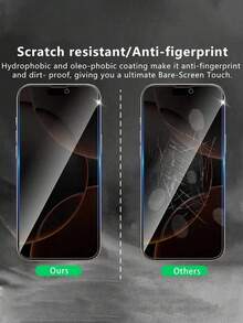 Bộ 3 miếng dán màn hình cường lực chống nhìn trộm độ cứng 9H, tương thích với iPhone 13, 14, 15, 16/16 Pro/16 Pro Max, 17e/17 Air/17 Pro/17 Pro Max - 3 tấm kính riêng tư - Xem 6