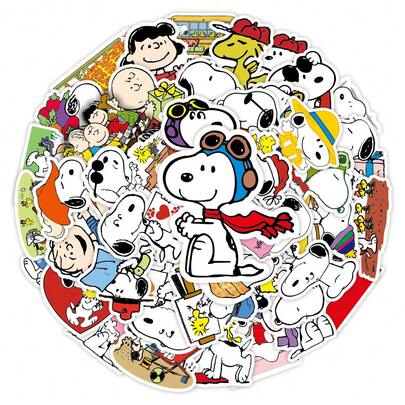 100张史努比卡通可爱贴纸，防水动漫涂鸦贴纸，可用于行李箱、滑板等，批发，适合作为礼物送给家人和朋友