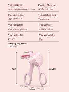 USB Rechargeable Electric Eyelash Curler, 3 Temperature Adjustable, Anti-Scald Brush Head Suitable For All Eye Shapes, Quickly Sets Lashes, Long-Lasting Curl, Long-Lasting Battery Life, Portable Makeup Tool, Great Gift For Women - View 8