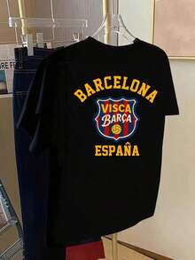 2026 K3 Front And Back Print Short-Sleeve-Shirt -, Barca Fashion Print - Women's Spring/Summer Print-Shirt, Fashion Item Y2K Vintage Minimalist-Shirt - 黑色 - 查看 4