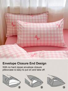 三件套被套，四季透气，超柔软抗起球亲肤面料，柔软抗起球，家用纺织品，房间装饰，包含1个被套和2个枕套（不含被芯），时尚卧室家居装饰，适用于单人床/双人床/大号床/特大号床，可机洗，多种颜色可选，浪漫情人节礼物，可爱蝴蝶结图案被套 - 彩色 - 查看 7