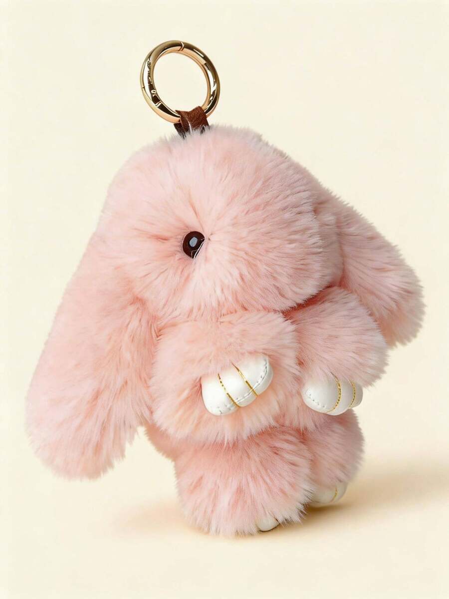 POKOJA LAND 這款可愛柔軟的白色、粉紅色、黑色和紅色兔子造型小巧精緻，是書包、背包和鑰匙裝飾的完美之選，也是生日禮物和各種節日禮物的理想選擇。它是一款毛絨玩具，帶有史迪奇元素，可愛可愛，適合作為生日禮物或毛絨玩具。 - 彩色 - 查看 1