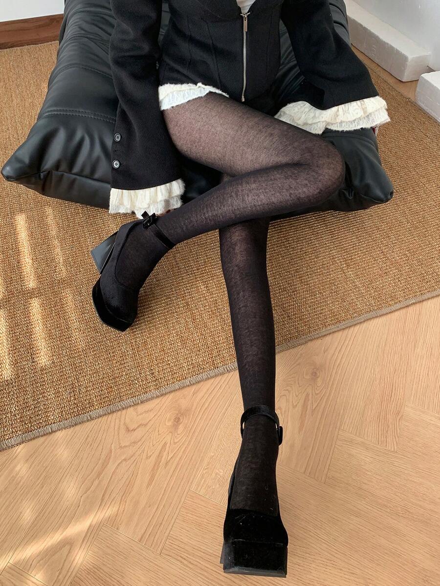 1 chiếc quần tất mỏng, trong suốt, ôm sát, màu xám đậm, kiểu dáng thanh lịch cổ điển, phù hợp mặc hàng ngày, mùa xuân/hè. - Nhiều màu - Xem 1