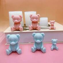 1个ins风泰迪熊蜡烛融化模具，手工DIY小熊蜂蜜罐石膏蜡烛硅胶模具 - 白色 - 查看 5