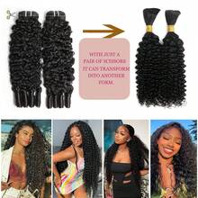 bling hair Burmese Curly Feather Crochet Human Hair For Women 14 16 Inch Extensions Human Crochet Hair Pre Looped 50g Reusable Invisible Pre-Separated Knotless 100% Virgin Human Hair Crochet Bundles Natural Black - Natural Black - 查看 7