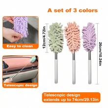 Microfiber Duster, Extendable & Washable Mini Duster, Detachable Handheld Microfiber Cleaning Duster, Extendable Dust Collector, Extendable & Bendable Car Interior Duster, Soft Dashboard & Vent Duster, Cleaning Brush, Suitable For Ceiling Fan, High Ceiling, Blinds, Furniture, Car, Office - Multicolor - View 18