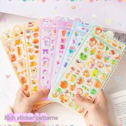 Hình dán động vật hoạt hình 3D nổi, hình dán trang trí đính đá pha lê cho trẻ em, hình dán 3D, hình dán nổi dễ thương cho bé gái, hình dán trang trí sổ tay hoạt hình, quà tặng học sinh, quà tặng tiệc tùng, dán vali, bình nước, ốp điện thoại, hình dán trang trí