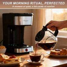 15-Cup Drip Coffee Maker, Home/Office Coffee Brewing Machine With Removable Filter, Glass Carafe And Heated Base, Black & Stainless Steel - Silver - View 7