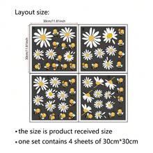 Set de 4 pegatinas de ventana con tema de verano, con diseños de abejas y margaritas, calcomanías removibles de estática DIY, adecuadas para balcón, puertas, ventanas, decoración del hogar y la habitación - Multicolor - Ver 3