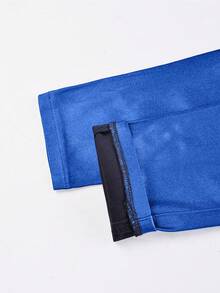 高腰纽扣斜插口袋PU皮弹力修身裤，休闲裤，适合音乐节、派对、秋冬假期穿着 - 珠光藍 - 查看 8