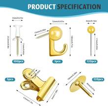Pcs Gold Push Pins Set 5 Styles Decorative Thumb Tacks Assorted Push Pins For Bulletin Board, Cork Board - Gold - View 3